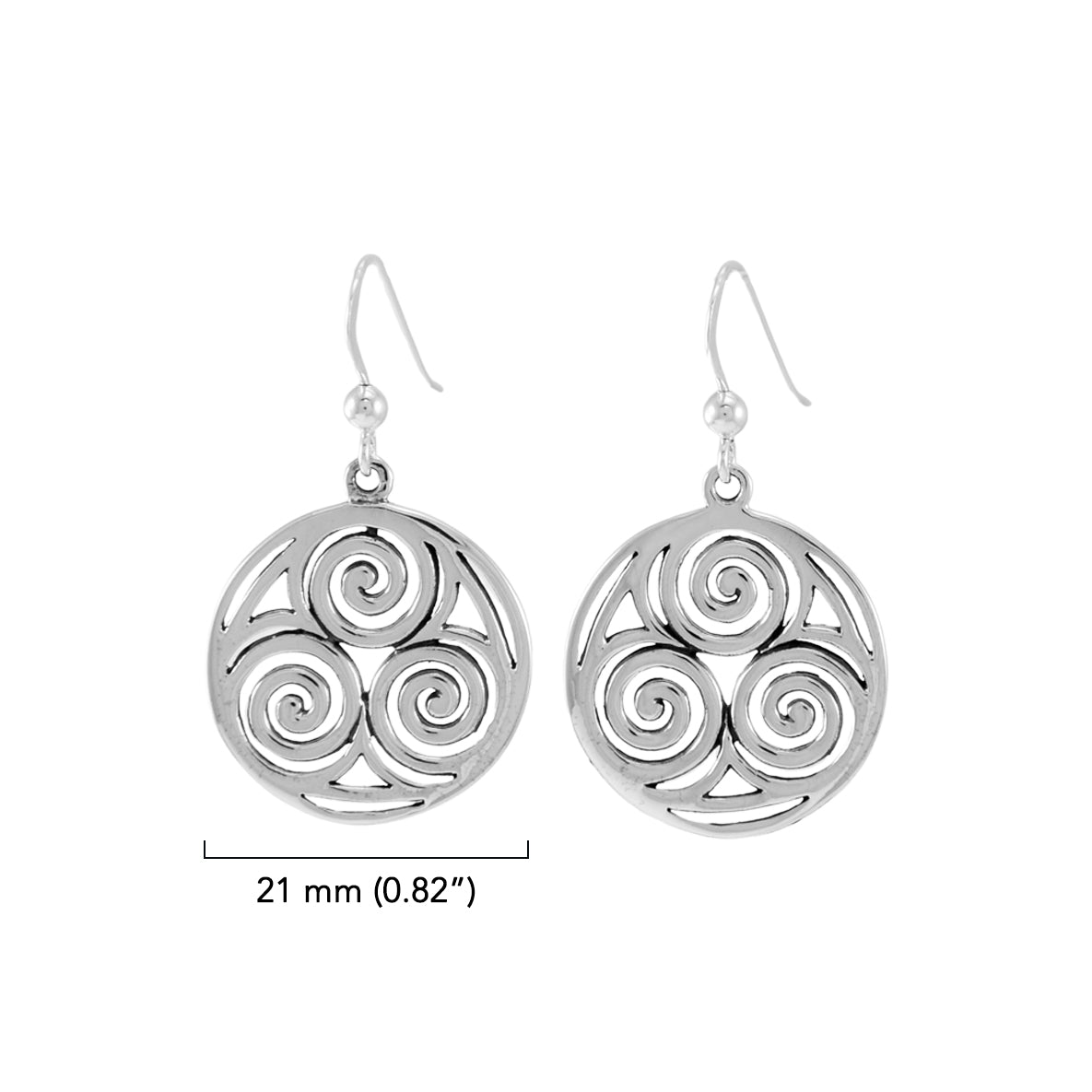 Triskelion Spiral Sterling Silver Earrings TER1900*