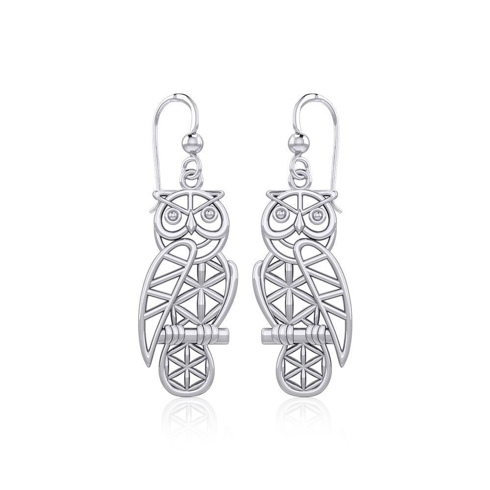 Silver Flower of Life Owl Earrings TER1905