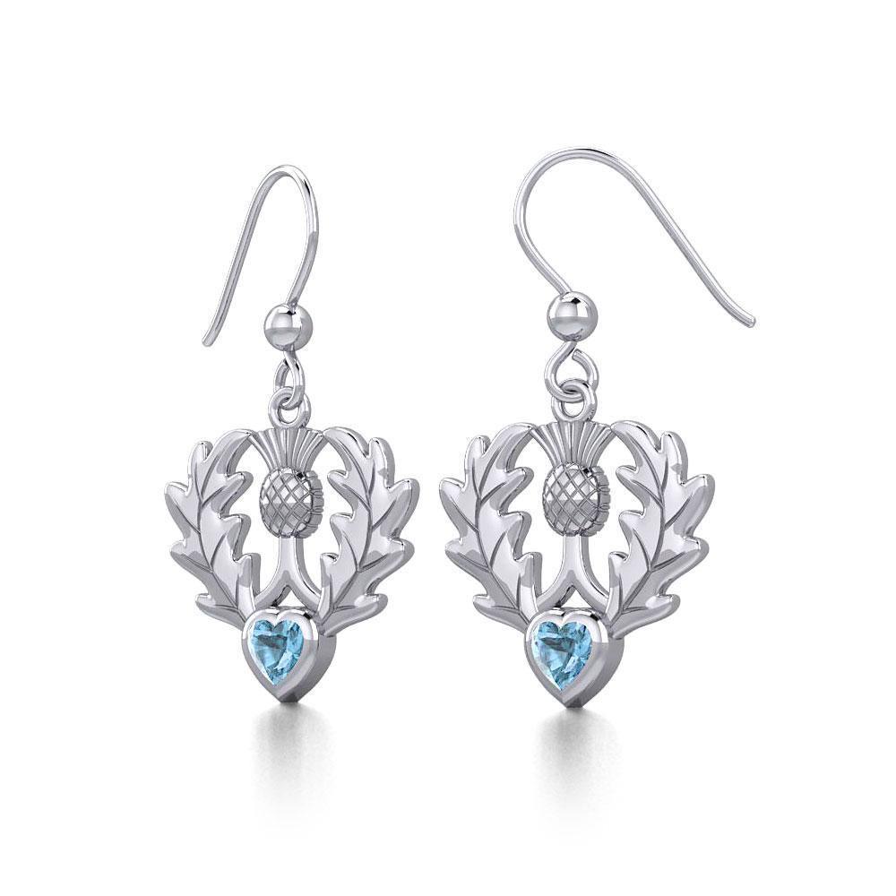Thistle Silver Earrings with Heart Gemstone TER1912
