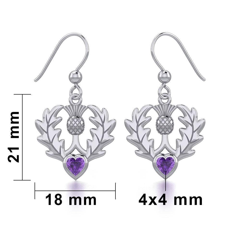 Thistle Silver Earrings with Heart Gemstone TER1912