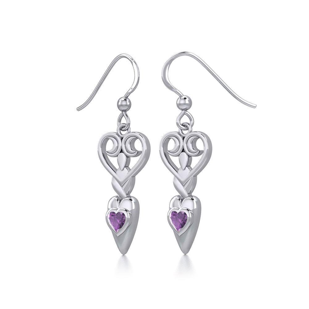 Goddess with Heart Gemstone Silver Earrings TER1918