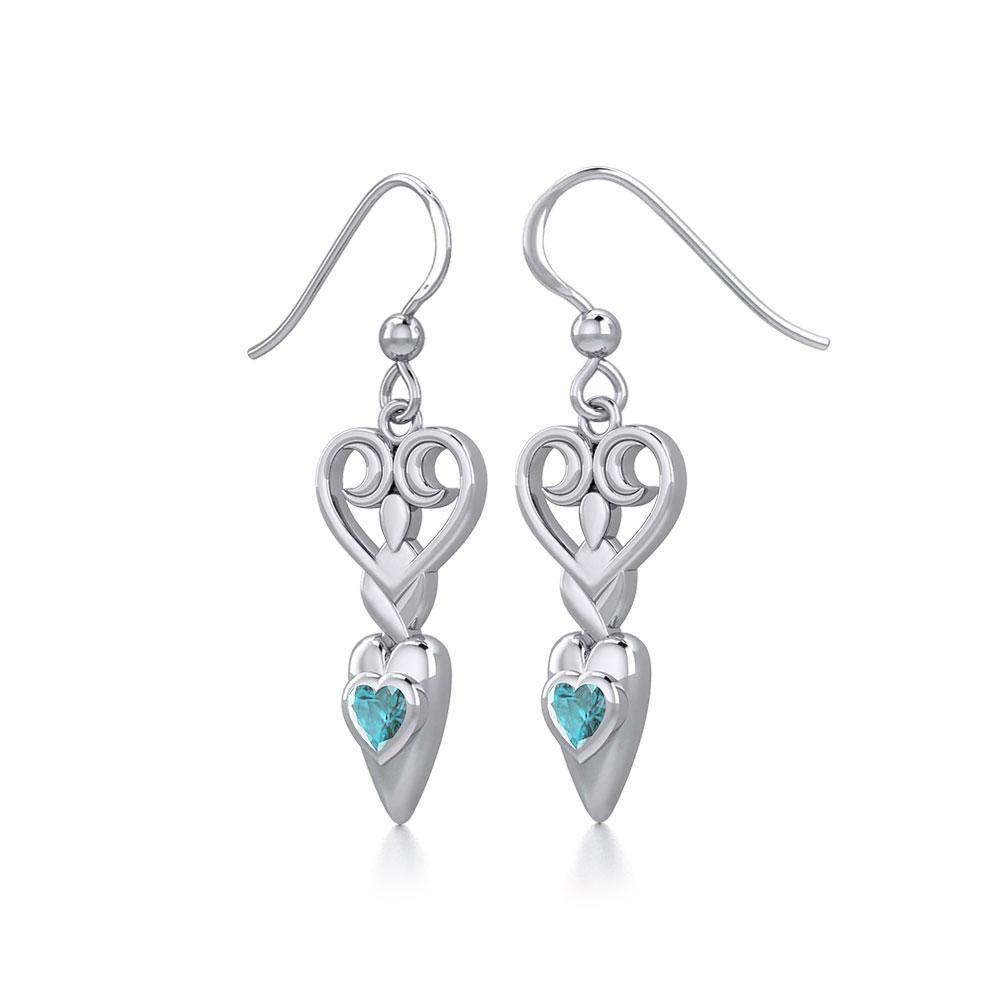 Goddess with Heart Gemstone Silver Earrings TER1918