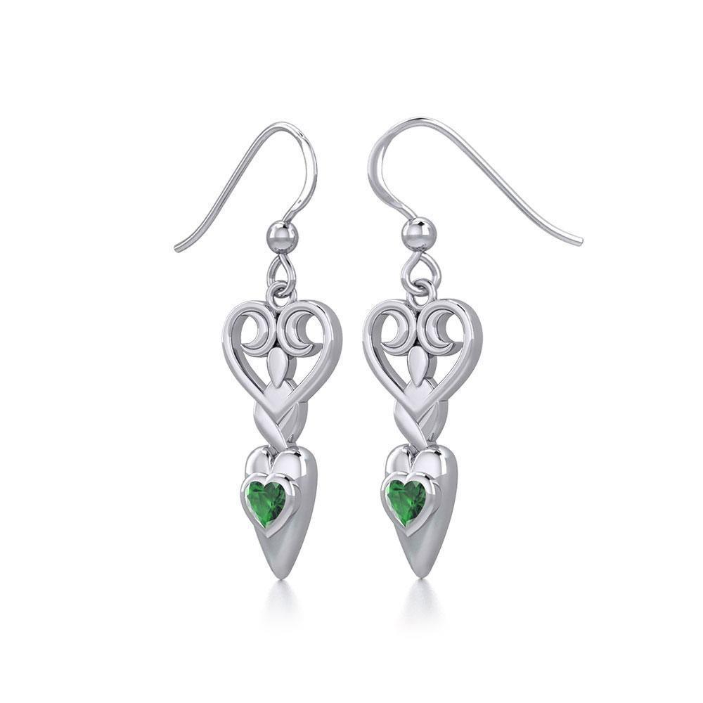 Goddess with Heart Gemstone Silver Earrings TER1918