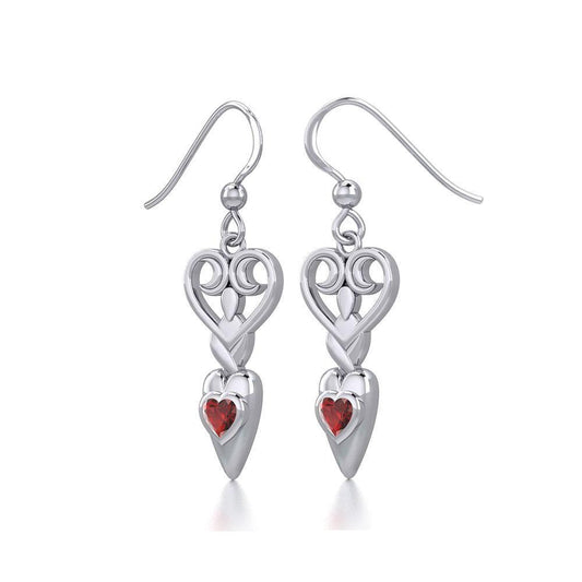 Goddess with Heart Gemstone Silver Earrings TER1918