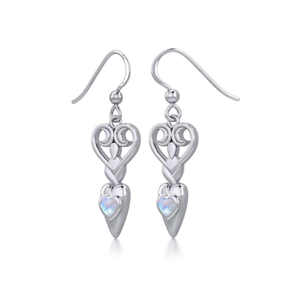 Goddess with Heart Gemstone Silver Earrings TER1918