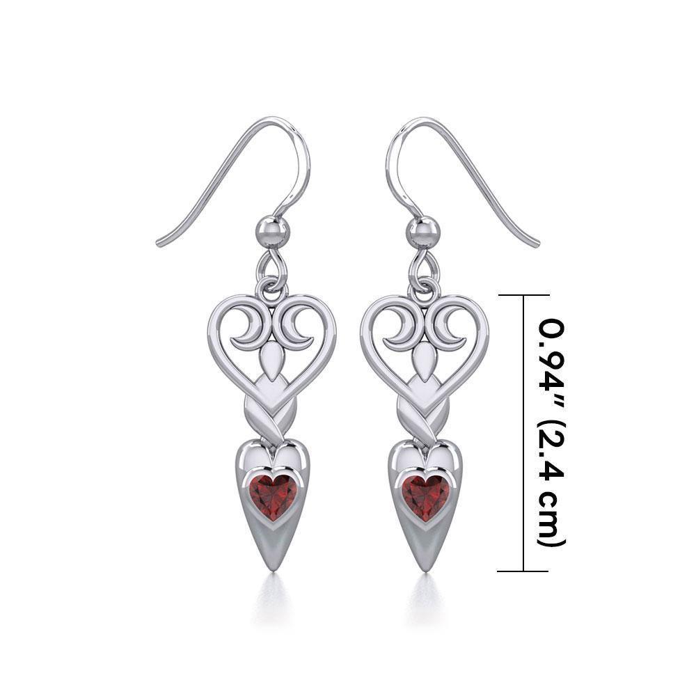 Goddess with Heart Gemstone Silver Earrings TER1918