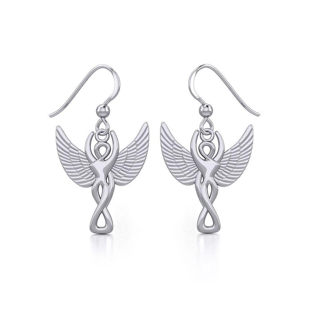 Winged Goddess Angel Silver Earrings TER1922