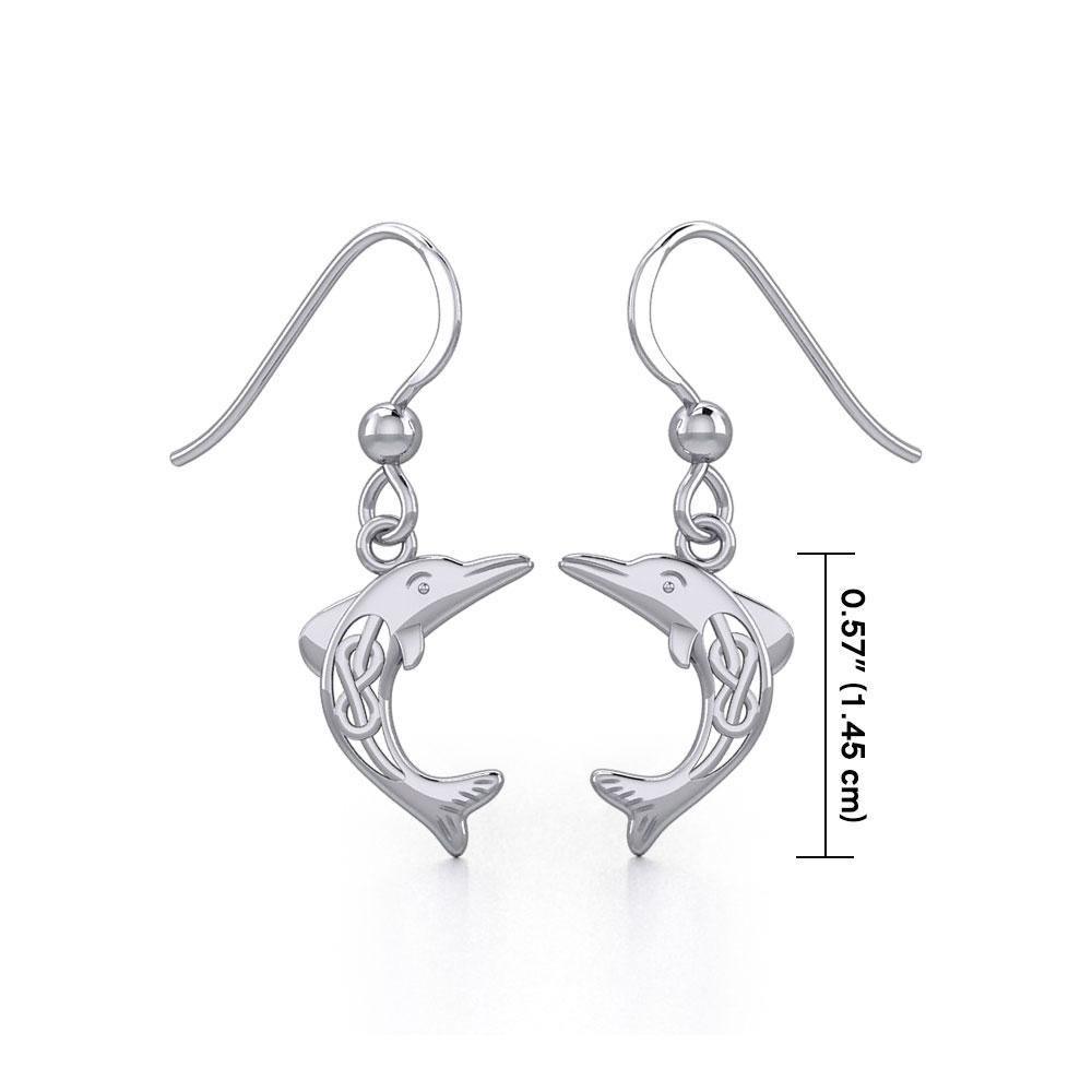 Celtic Joyful Dolphins Silver Earrings TER1924