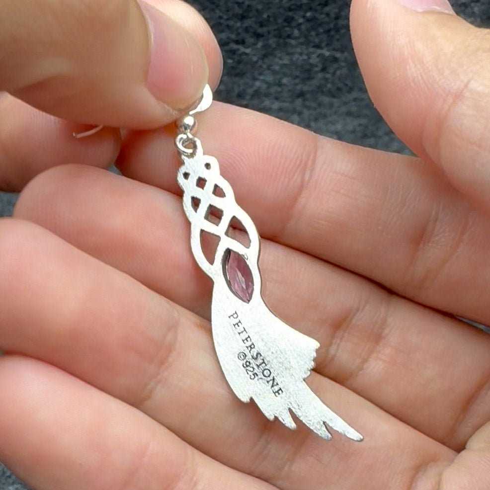 Celtic Knot Angel Wing Silver Earrings with Marquise Gemstone TER1928