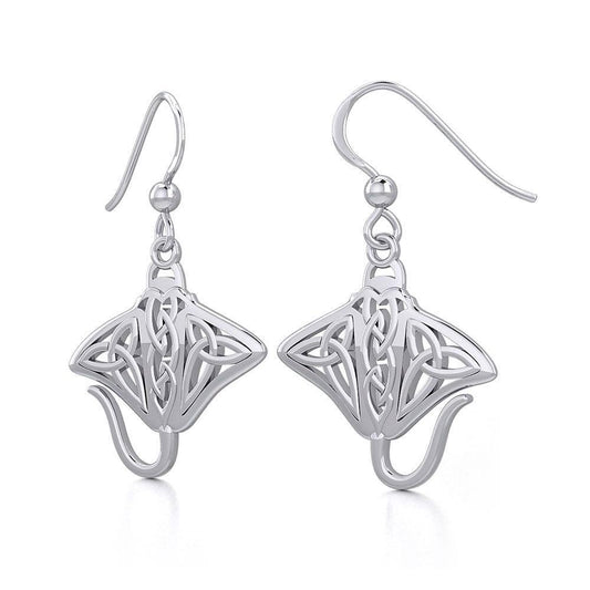 Grant the positive energy Silver Celtic Manta Ray Earrings TER1930