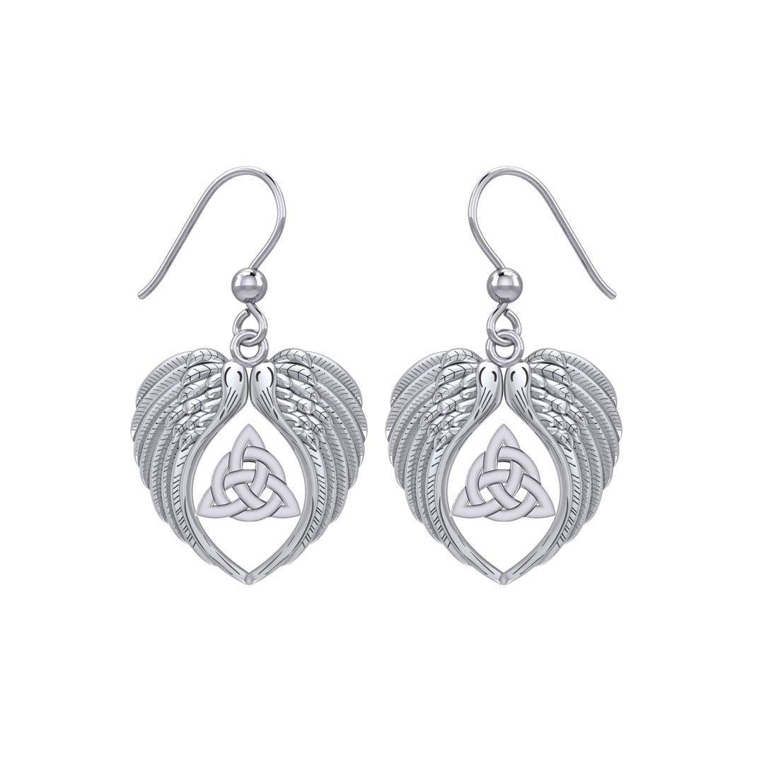 Feel the Tranquil in Angels Wings Silver Earrings with Triquetra TER1944
