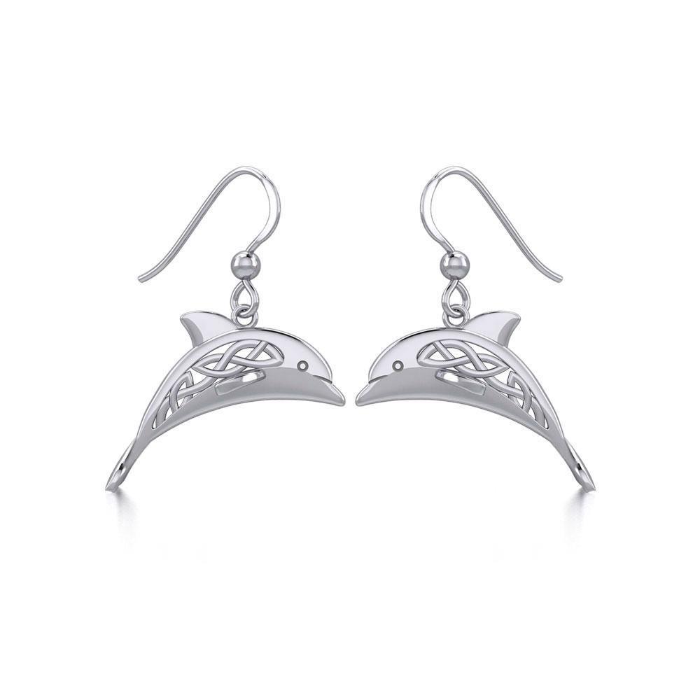 Celtic Joyful Dolphins Silver Earrings TER1951
