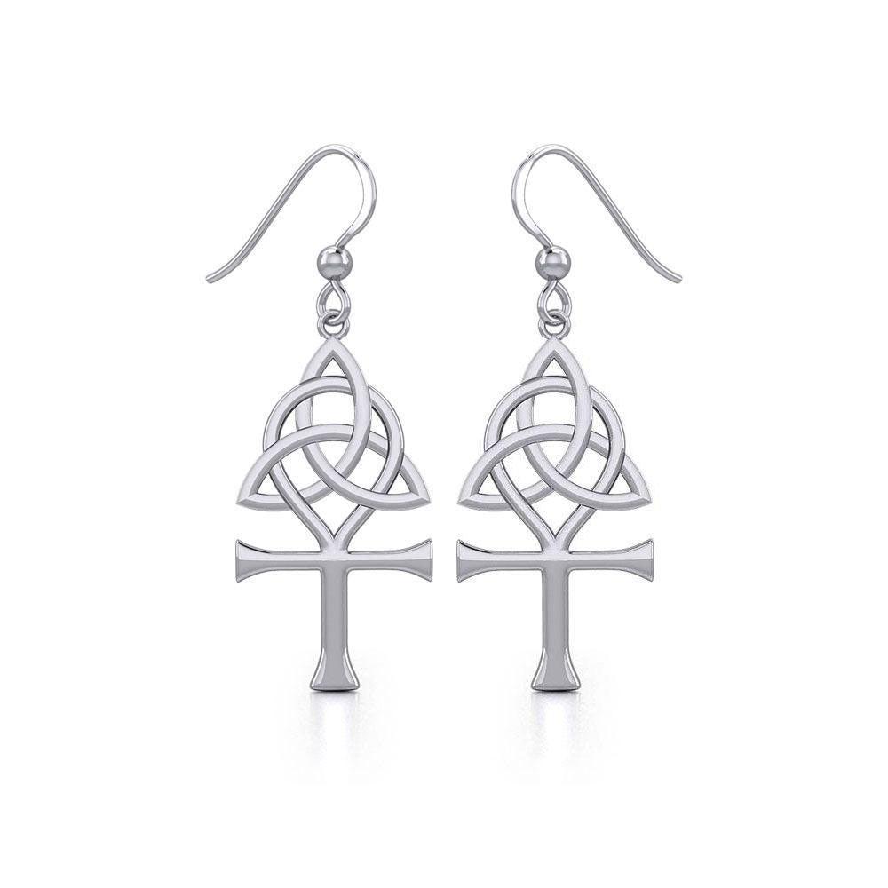 Triquetra and Ankh Silver Earrings TER1952