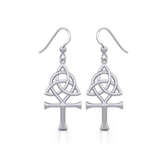 Triquetra and Ankh Silver Earrings TER1952