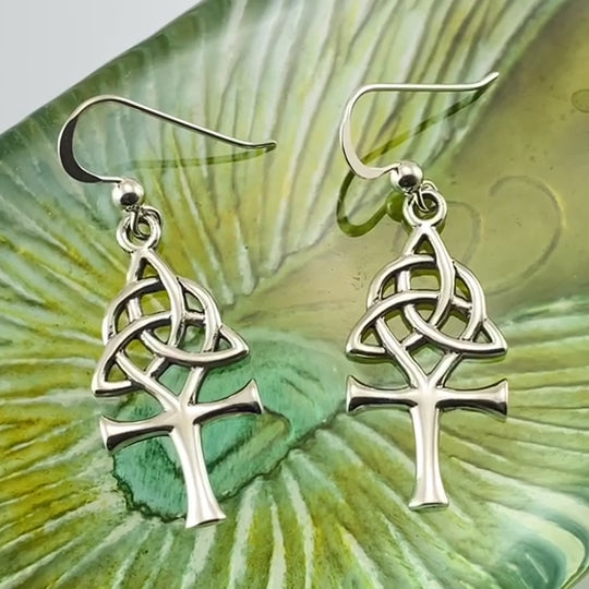 Triquetra and Ankh Sterling Silver Earrings TER1952