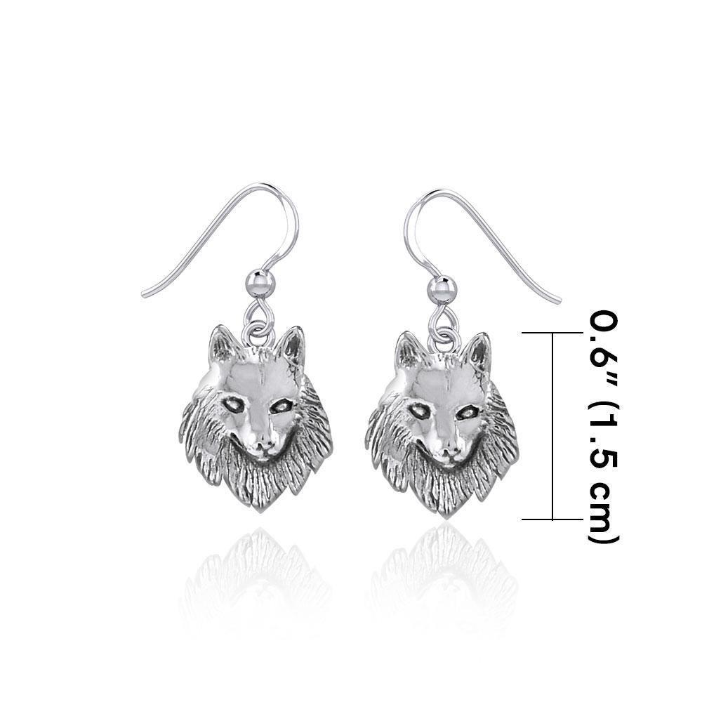 Wonderful Wolf Head Sterling Silver Earrings TER1954