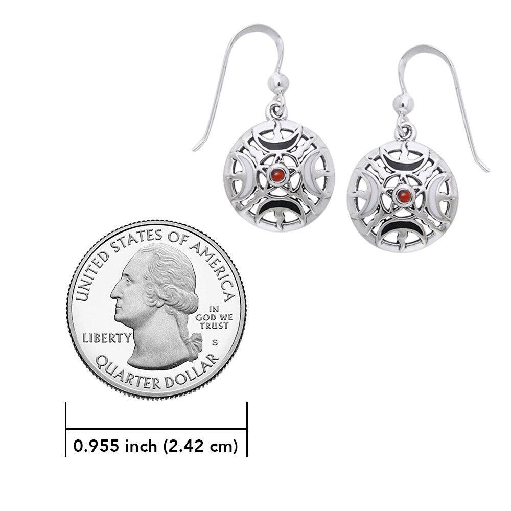 Sun Fire Moon Silver Earrings With Gem and Enamel TER200 - peterstone.dropshipping