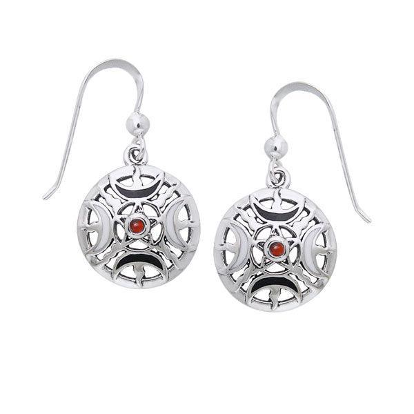Sun Fire Moon Silver Earrings With Gem and Enamel TER200 - peterstone.dropshipping