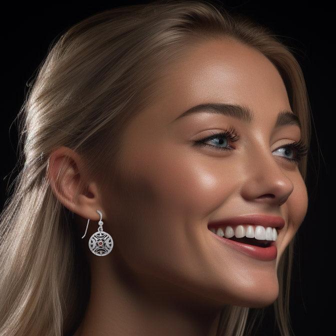 Sun Fire Moon Silver Earrings With Gem and Enamel TER200 - peterstone.dropshipping