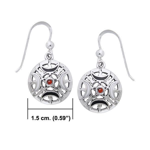 Sun Fire Moon Silver Earrings With Gem and Enamel TER200 - peterstone.dropshipping