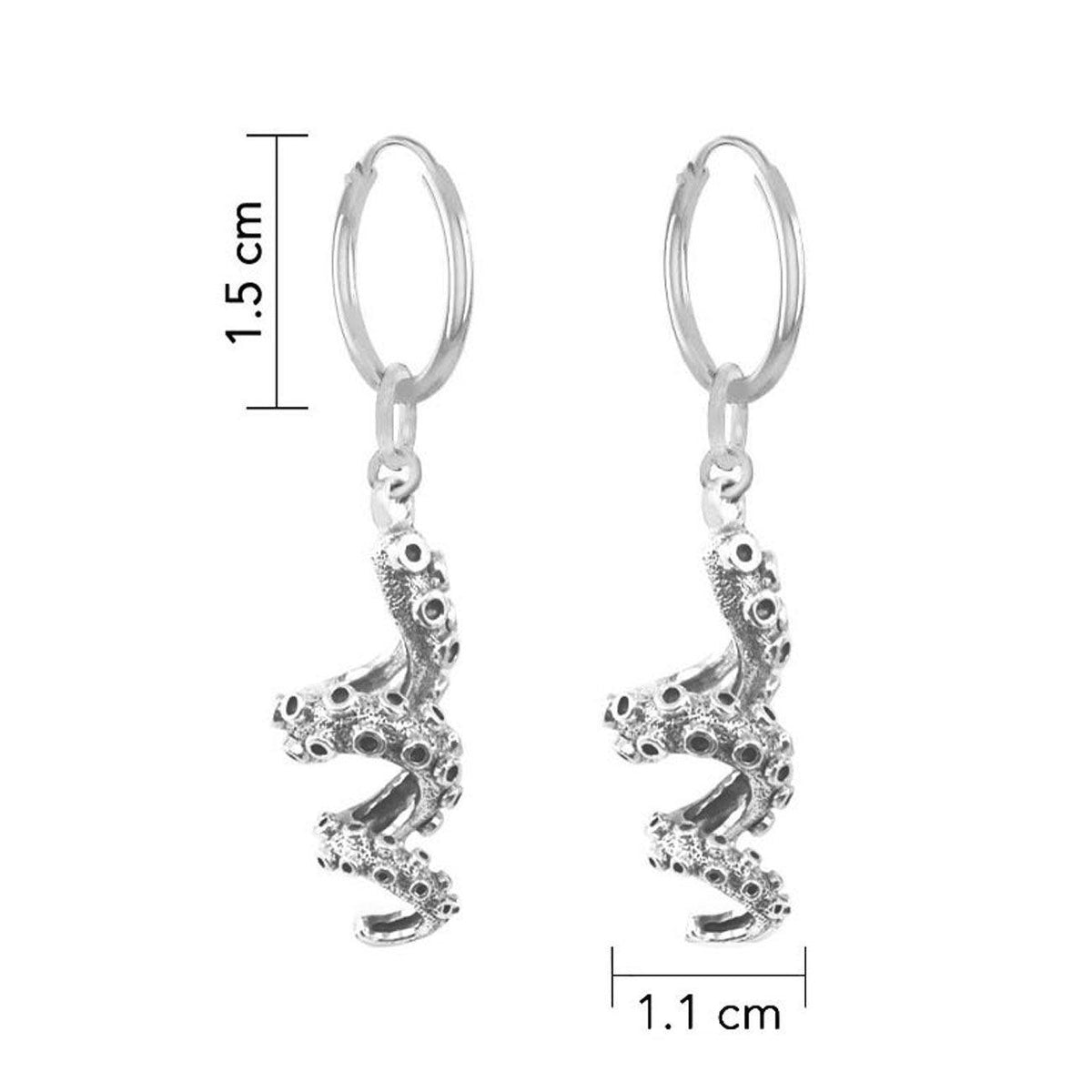 Octopus Sterling Silver Hook Earrings TER2014