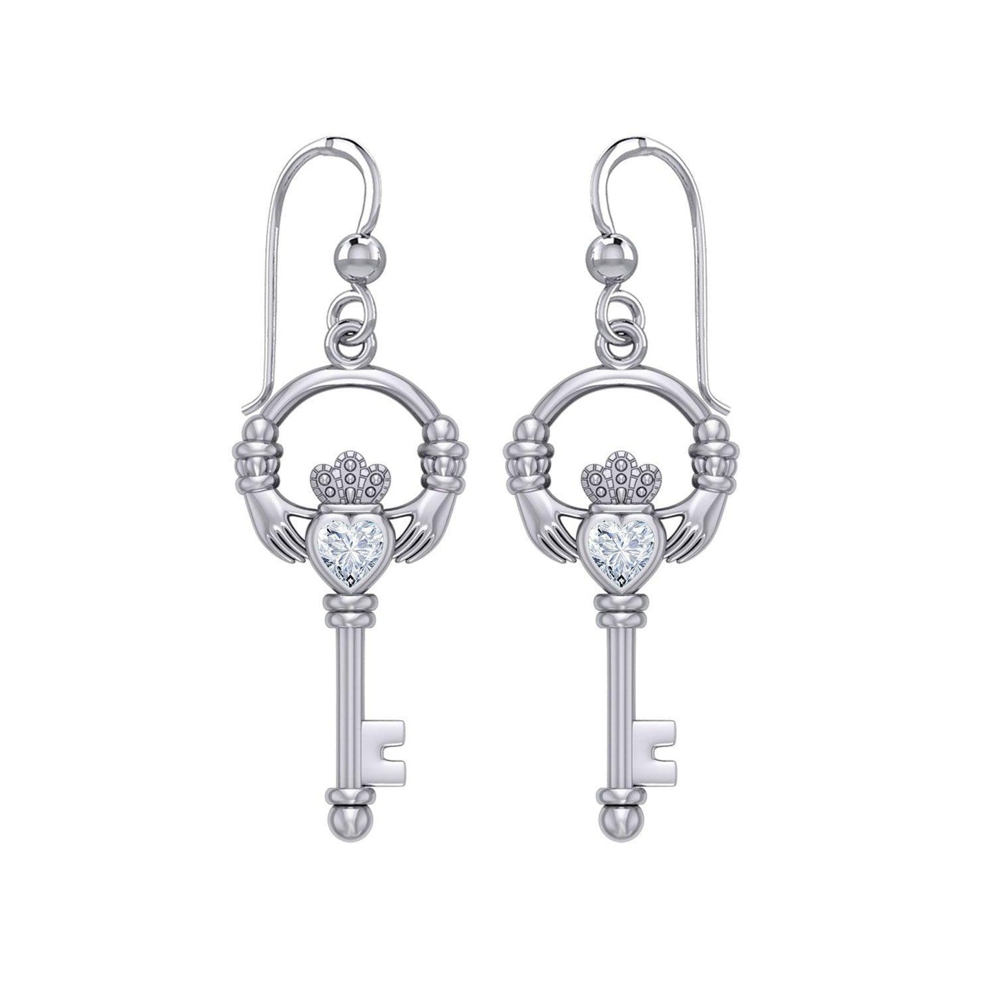 Irish Claddagh Mini Spiritual Key Silver Earrings TER2033