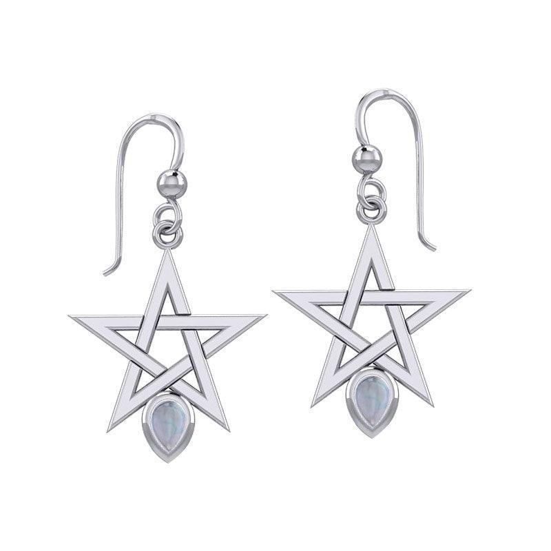 Pentagram Spirit Silver Earrings with Gemstone TER2035