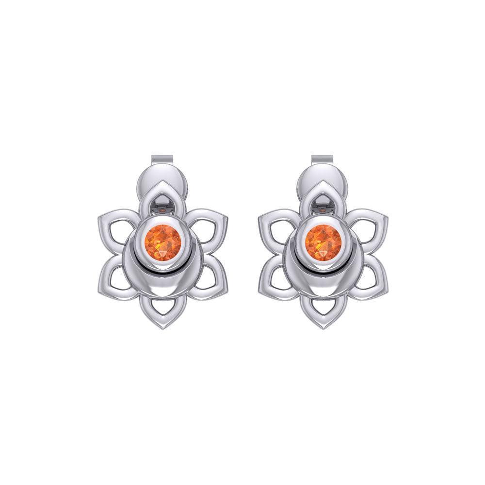 Svadhisthana Sacral Chakra Sterling Silver Post Earrings with Gemstone TER2038