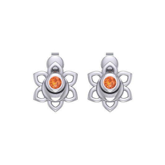Svadhisthana Sacral Chakra Sterling Silver Post Earrings with Gemstone TER2038