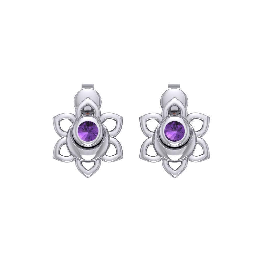 Svadhisthana Sacral Chakra Sterling Silver Post Earrings with Gemstone TER2038