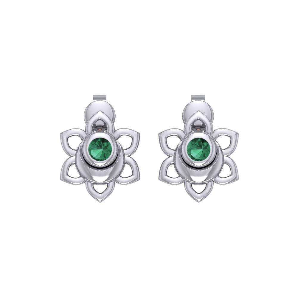 Svadhisthana Sacral Chakra Sterling Silver Post Earrings with Gemstone TER2038