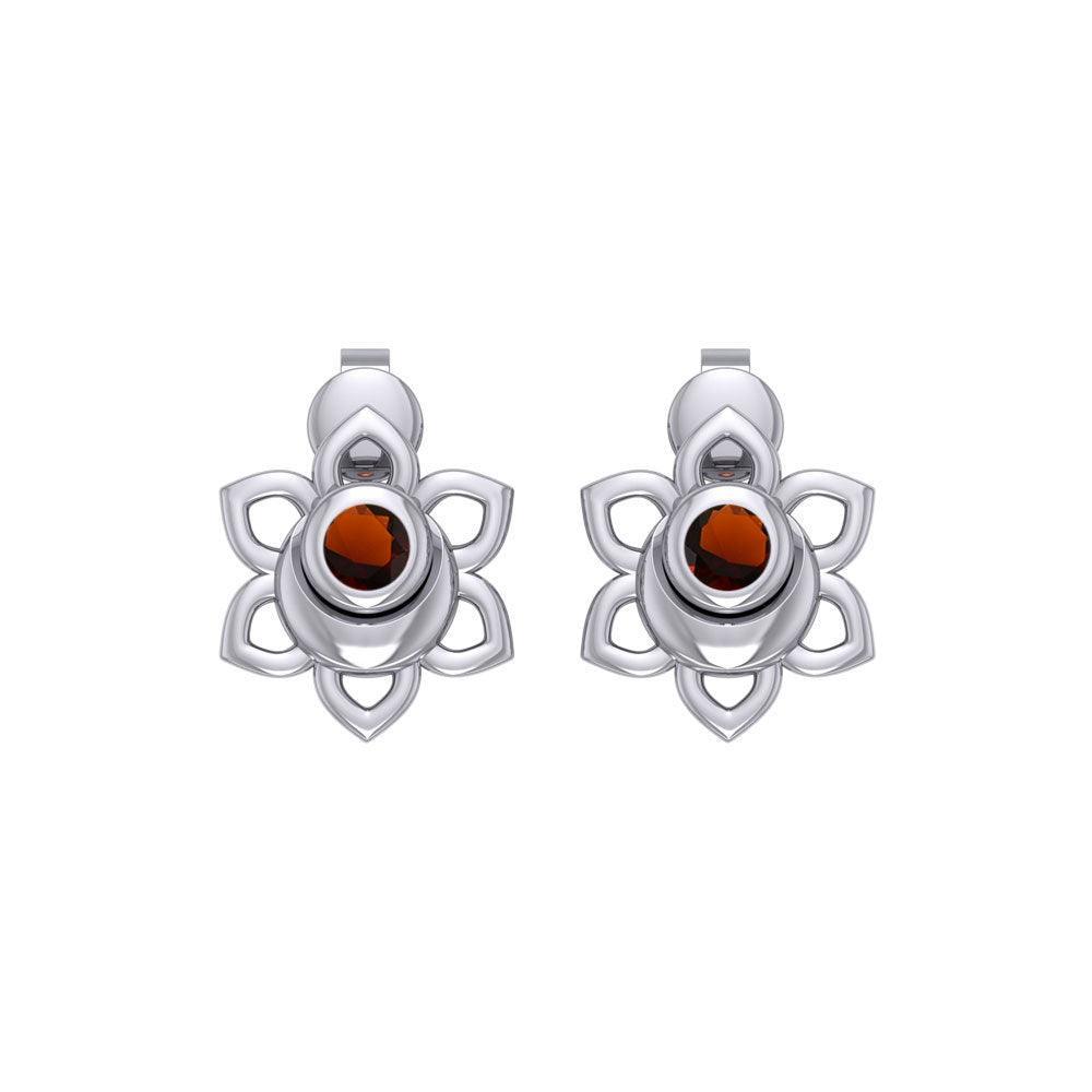 Svadhisthana Sacral Chakra Sterling Silver Post Earrings with Gemstone TER2038