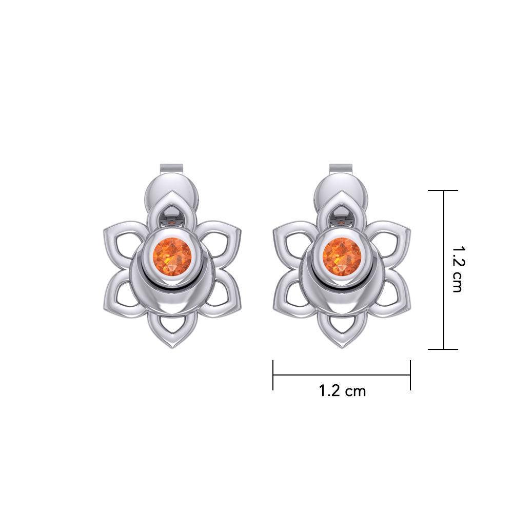 Svadhisthana Sacral Chakra Sterling Silver Post Earrings with Gemstone TER2038
