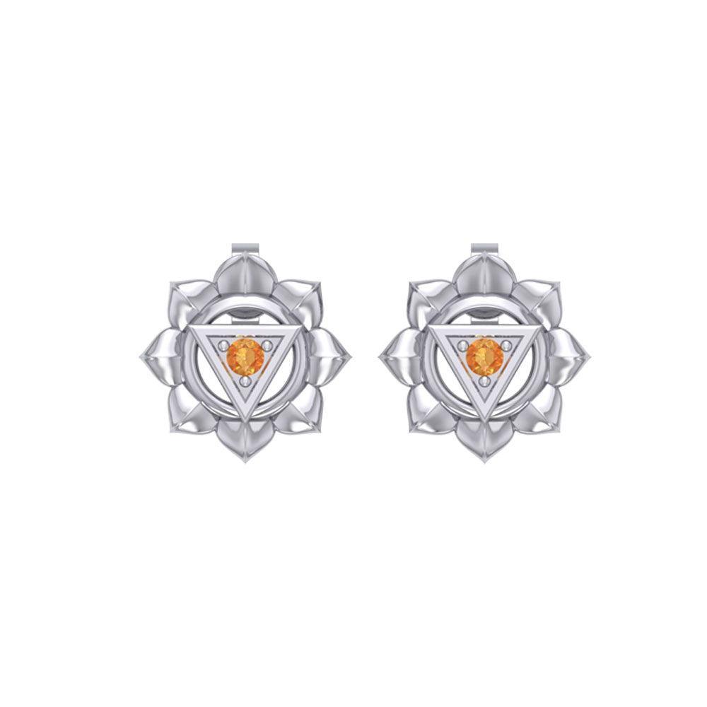 Manipura Solar Plexus Chakra Sterling Silver Post Earrings TER2043