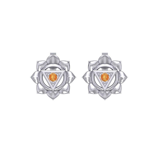 Manipura Solar Plexus Chakra Sterling Silver Post Earrings TER2043