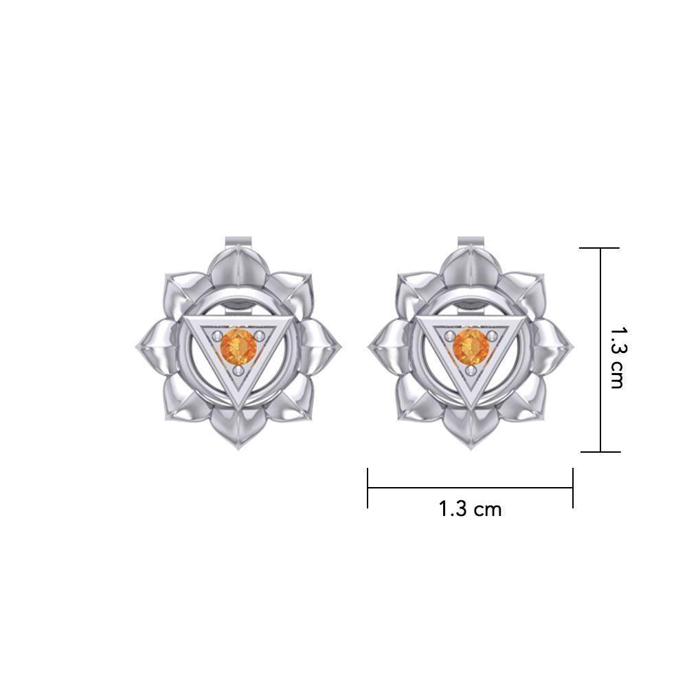 Manipura Solar Plexus Chakra Sterling Silver Post Earrings TER2043