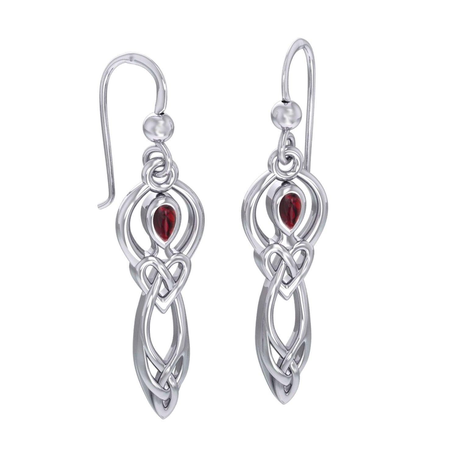 Celtic Knotwork Goddess with Gemstone Silver Earrings TER2051