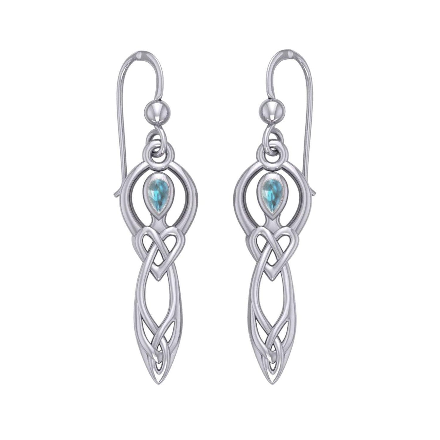 Celtic Knotwork Goddess with Gemstone Silver Earrings TER2051