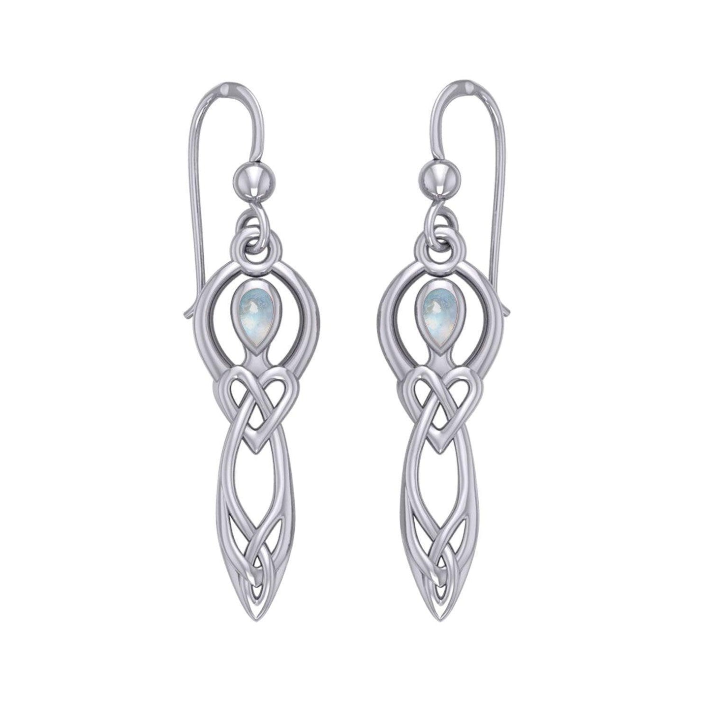 Celtic Knotwork Goddess with Gemstone Silver Earrings TER2051