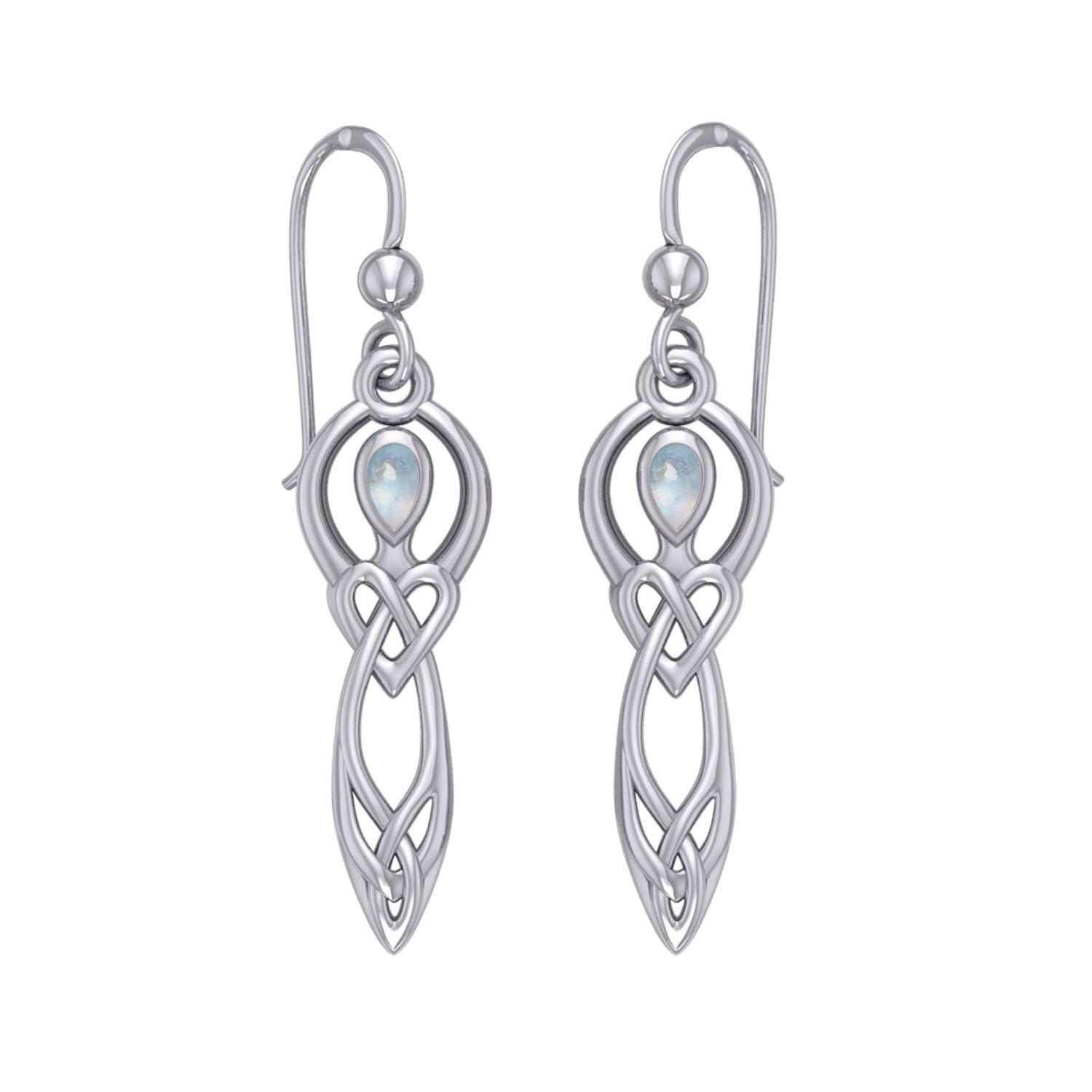 Celtic Knotwork Goddess with Gemstone Silver Earrings TER2051