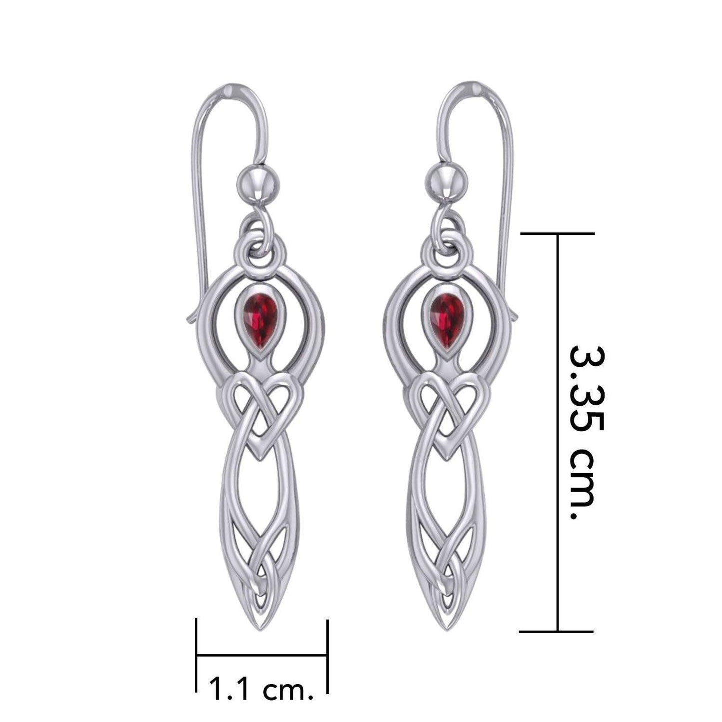Celtic Knotwork Goddess with Gemstone Silver Earrings TER2051