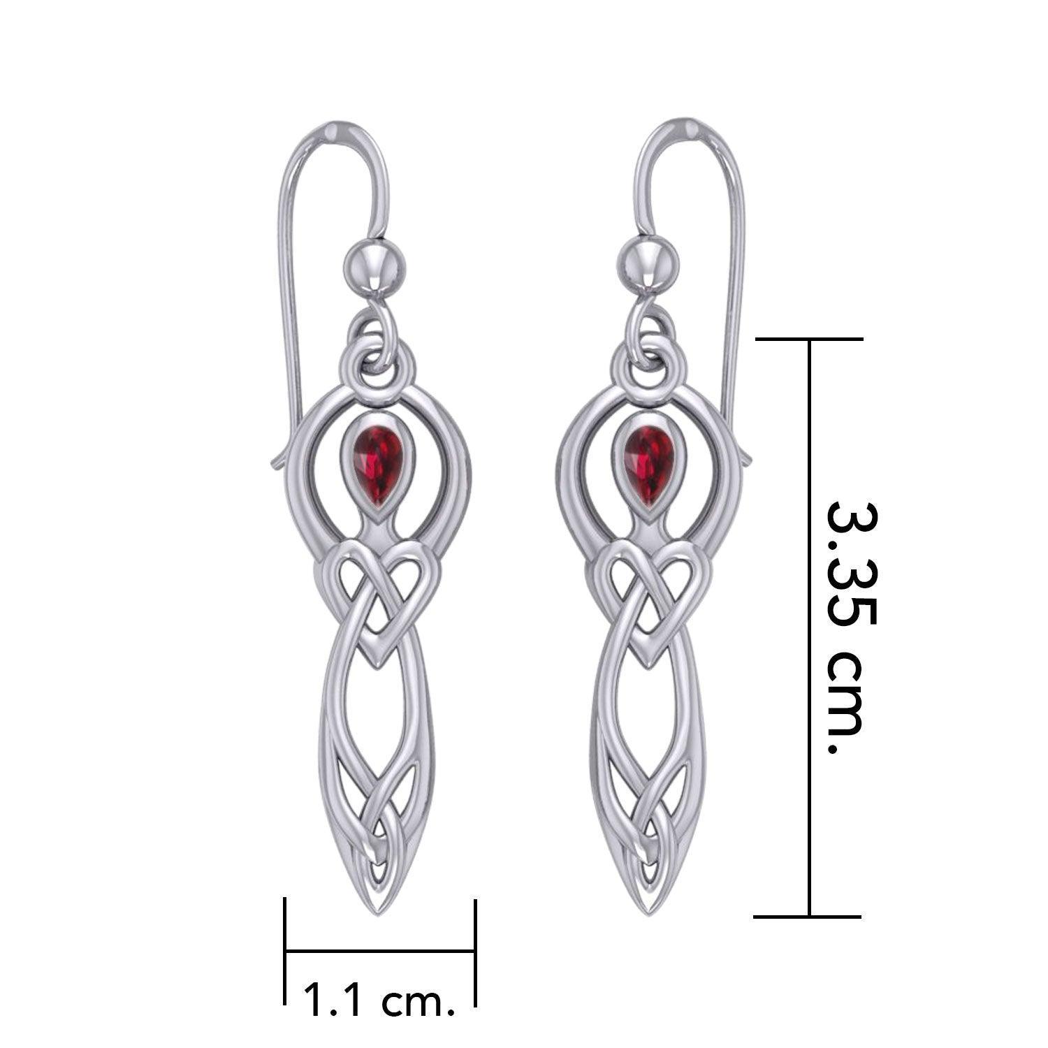 Celtic Knotwork Goddess with Gemstone Silver Earrings TER2051