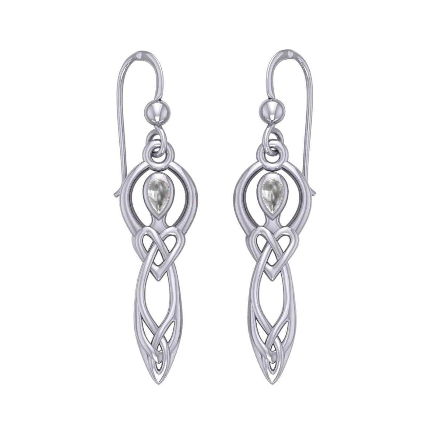 Celtic Knotwork Goddess with Gemstone Silver Earrings TER2051