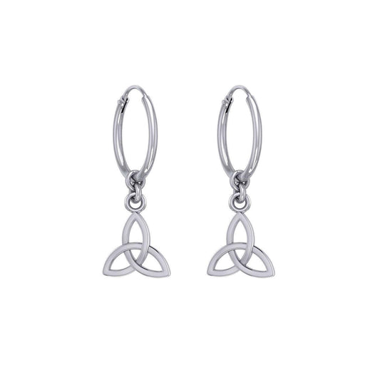 Celtic Knotwork Silver Triquetra or Trinity Knot Hoop Earrings TER2056