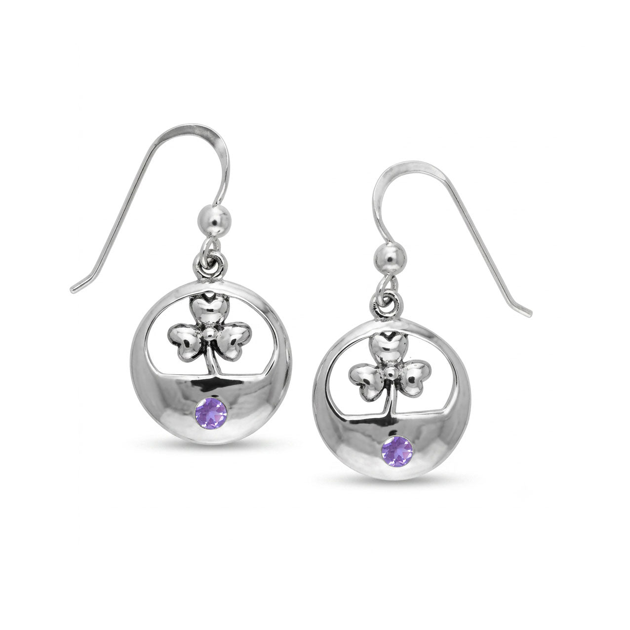 Shamrock with Gemstone Sterling Silver Earrings TER207
