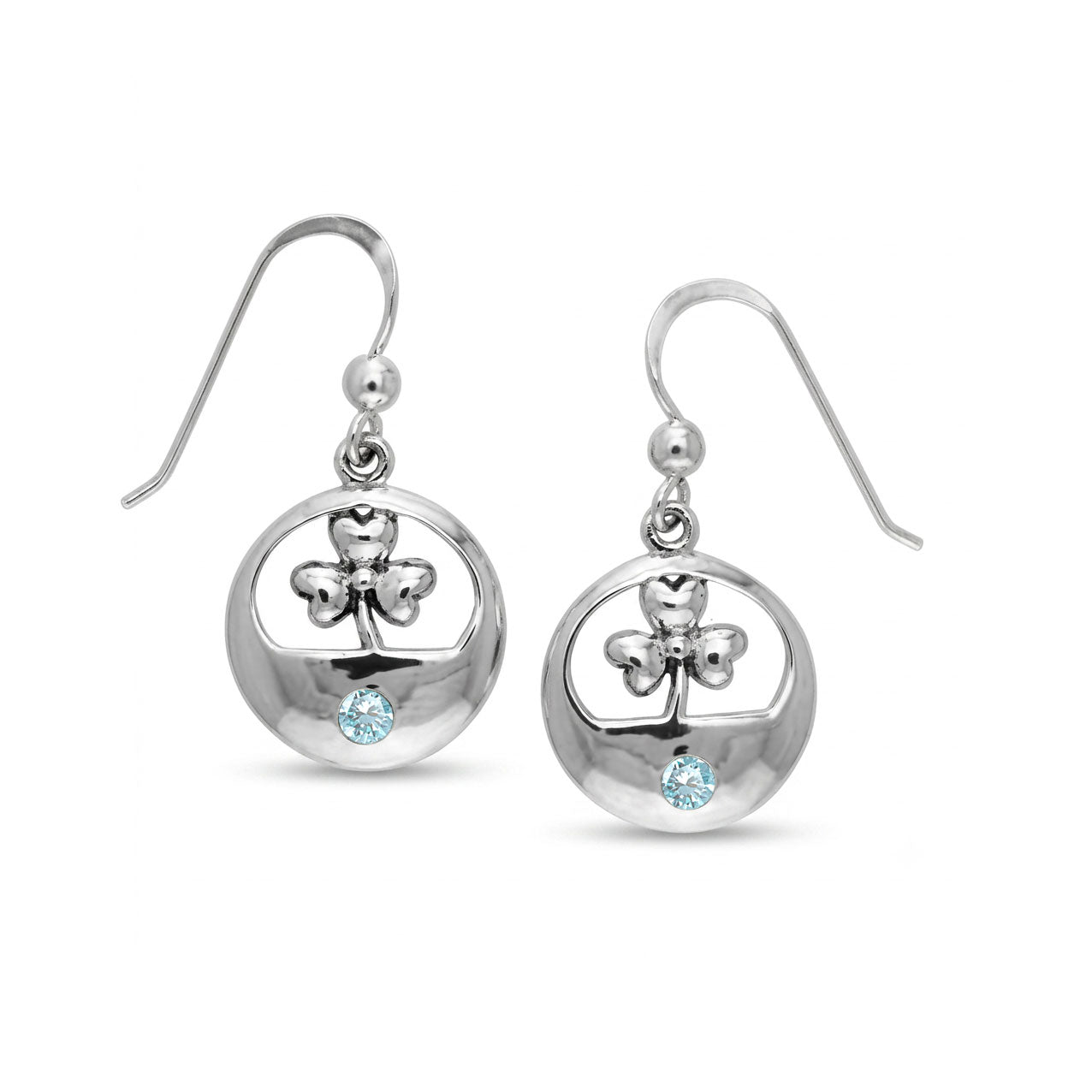 Shamrock with Gemstone Sterling Silver Earrings TER207