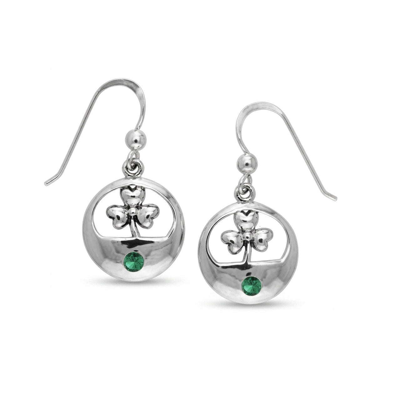 Shamrock with Gemstone Sterling Silver Earrings TER207