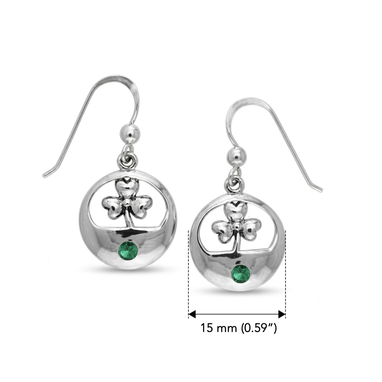 Shamrock with Gemstone Sterling Silver Earrings TER207