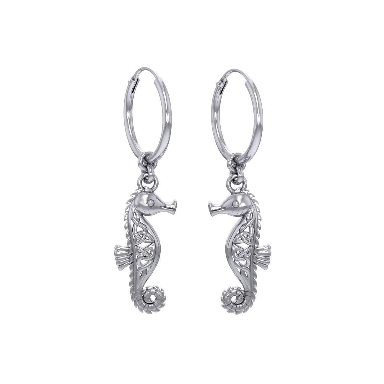 Celtic Knots Seahorse Silver Hoop Earrings TER2083