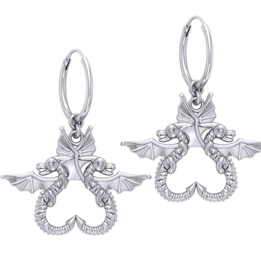 Dragon’s power of two ~ Sterling Silver Jewelry Hoop Earrings TER2097